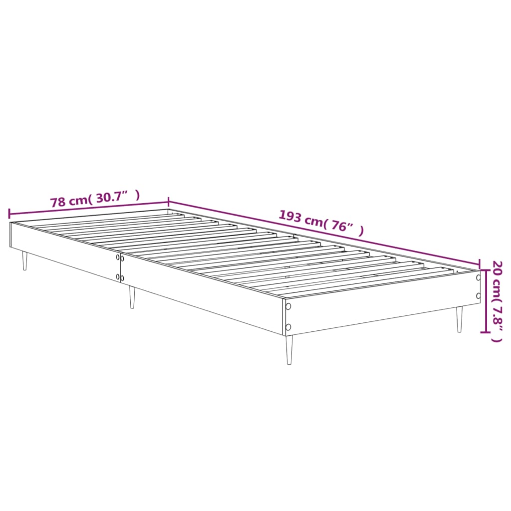 Bed Frame White 75x190 cm Small Single Engineered Wood