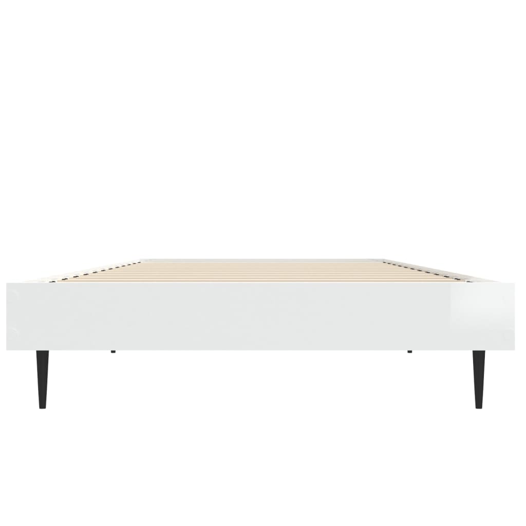 Bed Frame without Mattress High Gloss White 75x190 cm Small Single