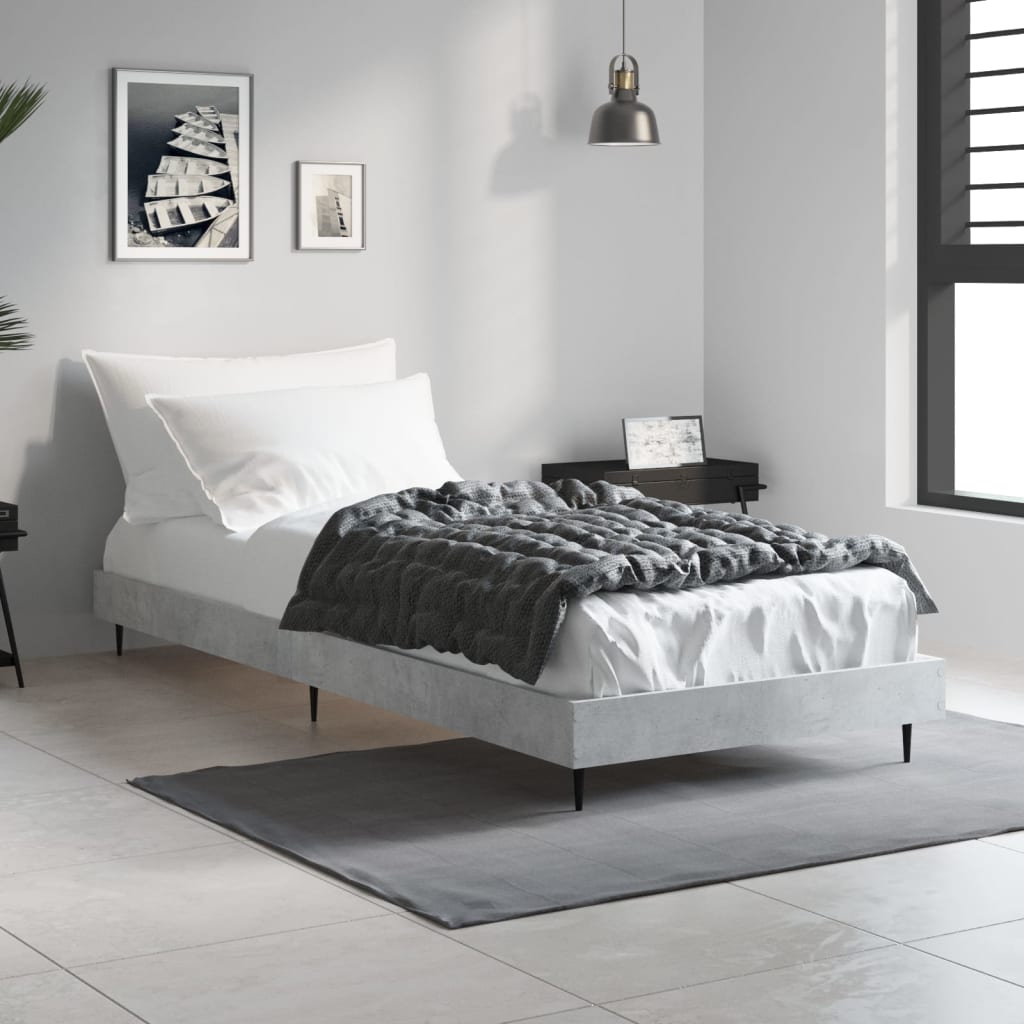 Bed Frame without Mattress Concrete Grey 75x190 cm Small Single