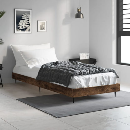 Bed Frame Smoked Oak 75x190 cm Small Single Engineered Wood