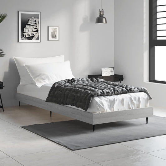 Bed Frame without Mattress Grey Sonoma 75x190 cm Small Single Engineered Wood