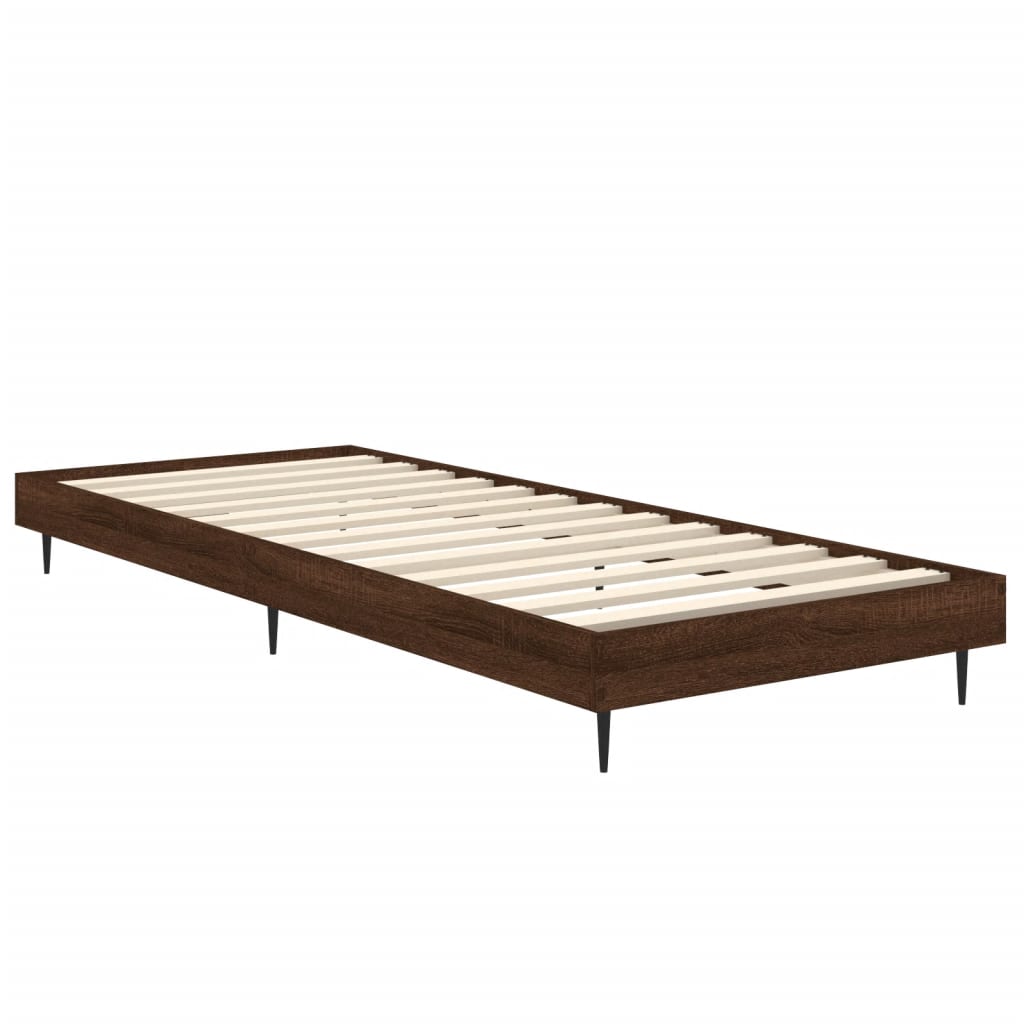 Bed Frame Brown Oak 75x190 cm Small Single Engineered Wood