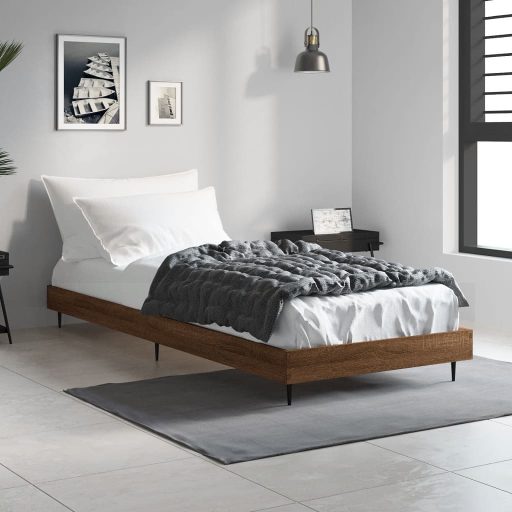 Bed Frame Brown Oak 75x190 cm Small Single Engineered Wood