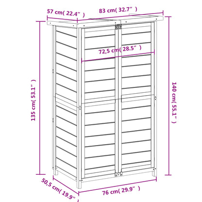 Garden Tool Shed Grey 83x57x140 cm Solid Wood Pine