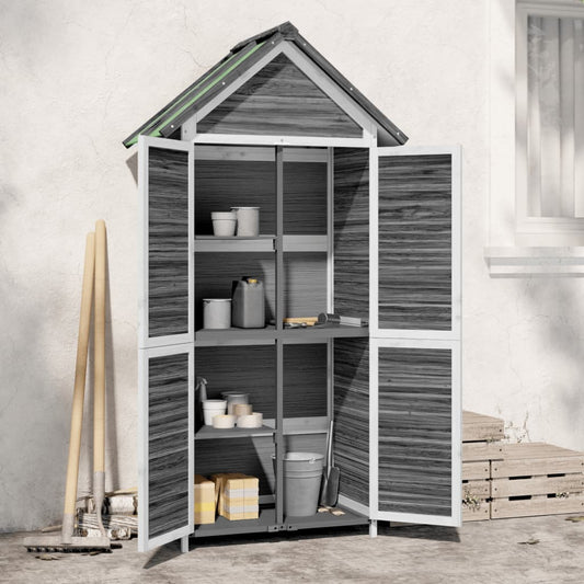 Garden Tool Shed Grey 89x52.5x175 cm Solid Wood Pine