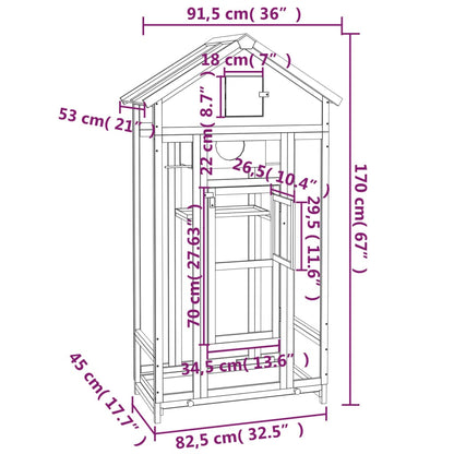 Bird House Brown 91.5x53x170 cm Solid Wood Pine