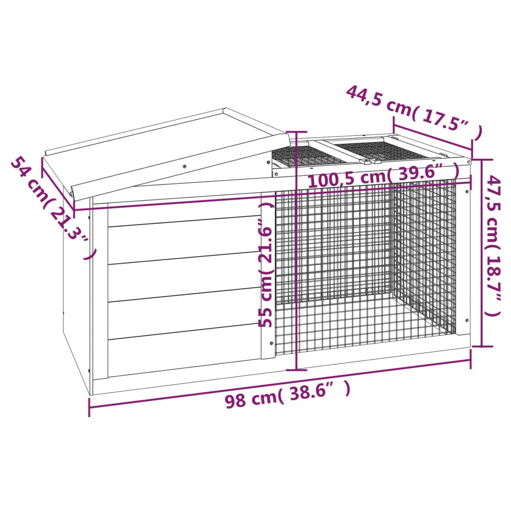 Rabbit Hutch Mocha 100.5x54x55 cm Solid Wood Pine