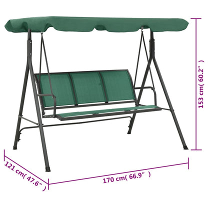 Garden Swing Bench Green 170 cm Textilene and Steel