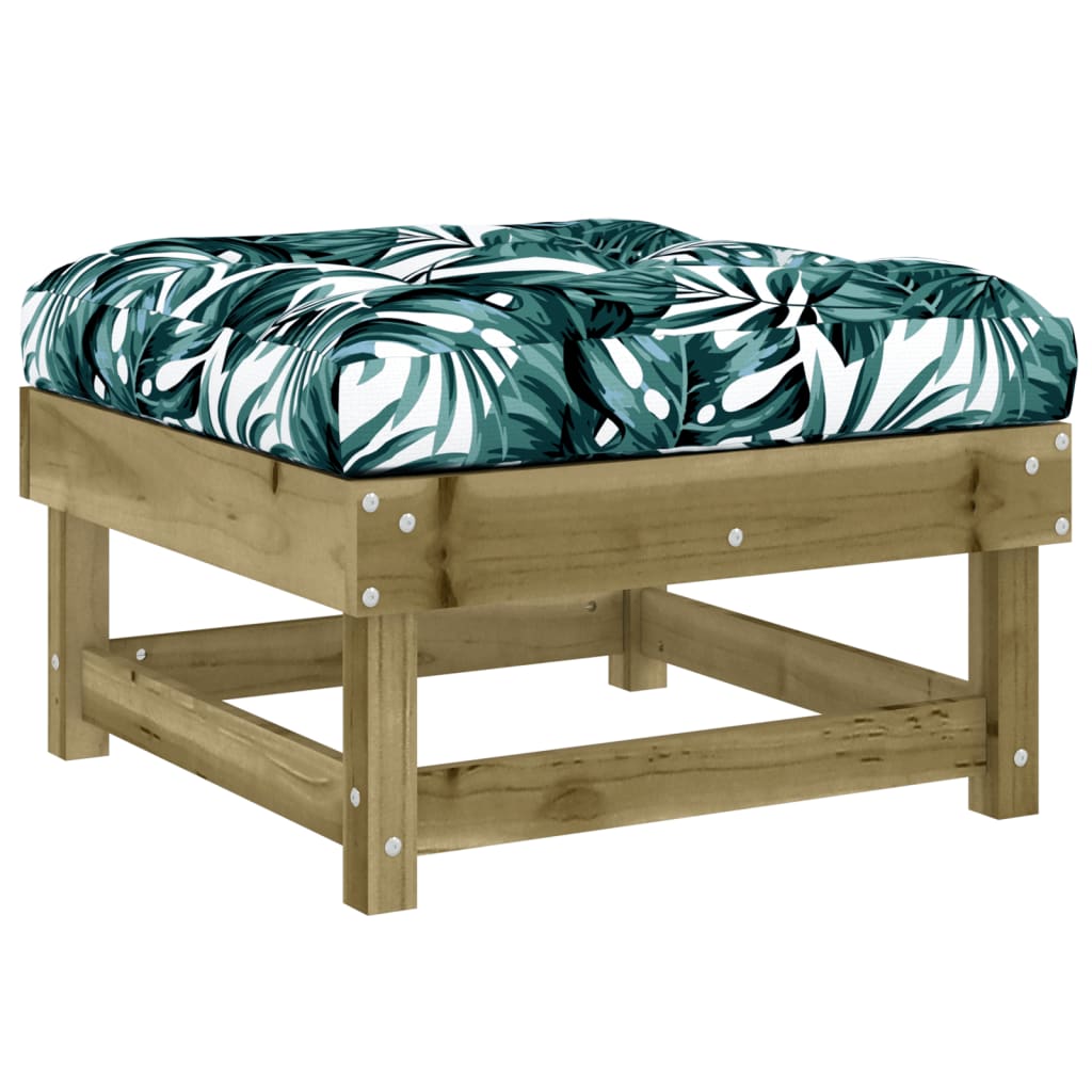 Garden Footstool with Cushion Impregnated Wood Pine