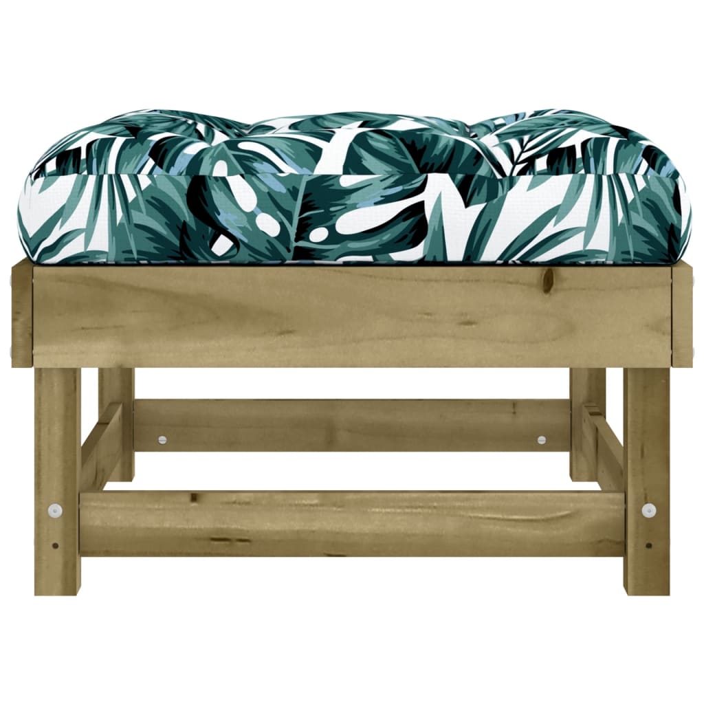 Garden Footstool with Cushion Impregnated Wood Pine