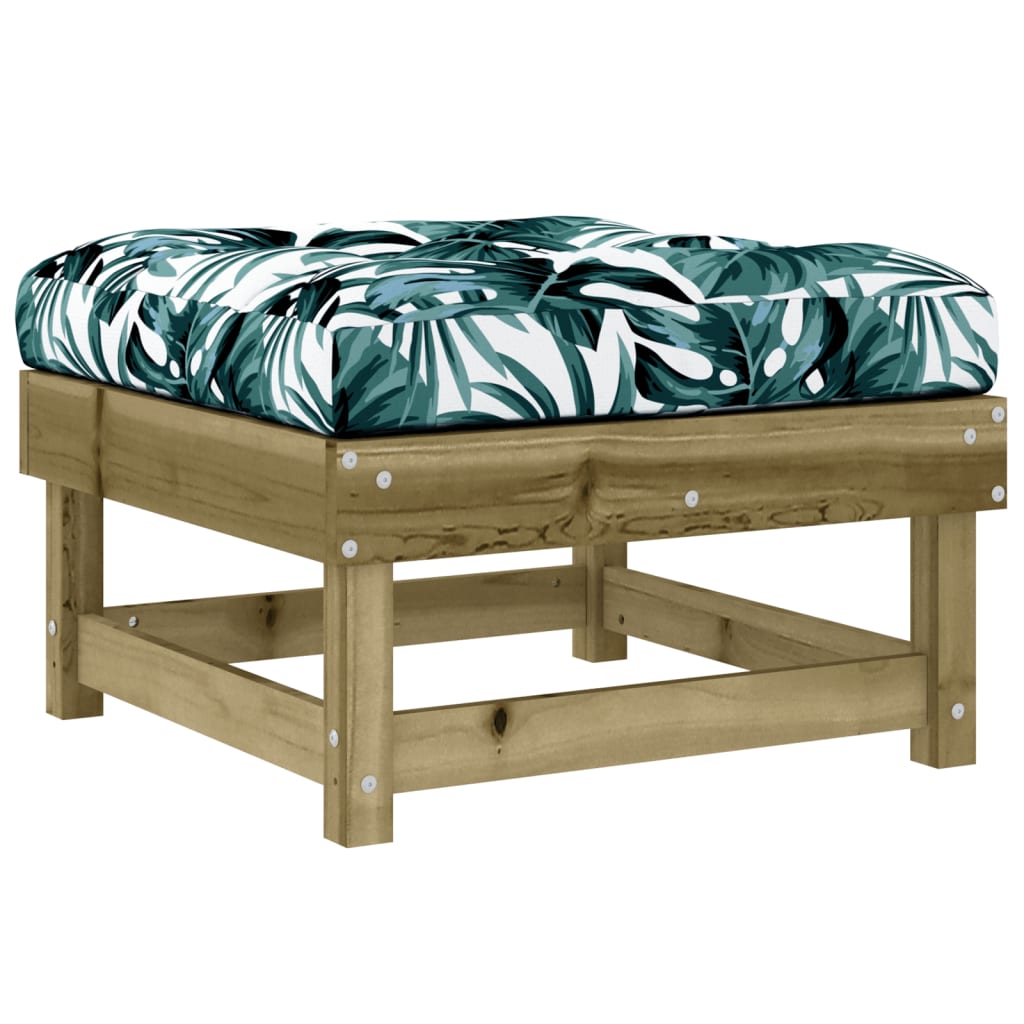 Garden Footstool with Cushion Impregnated Wood Pine