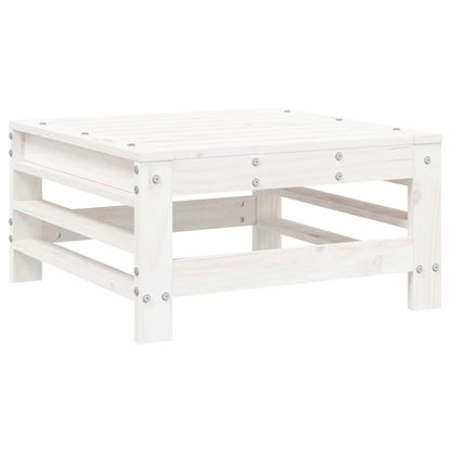 Garden Footstool with Cushion White Solid Wood Pine