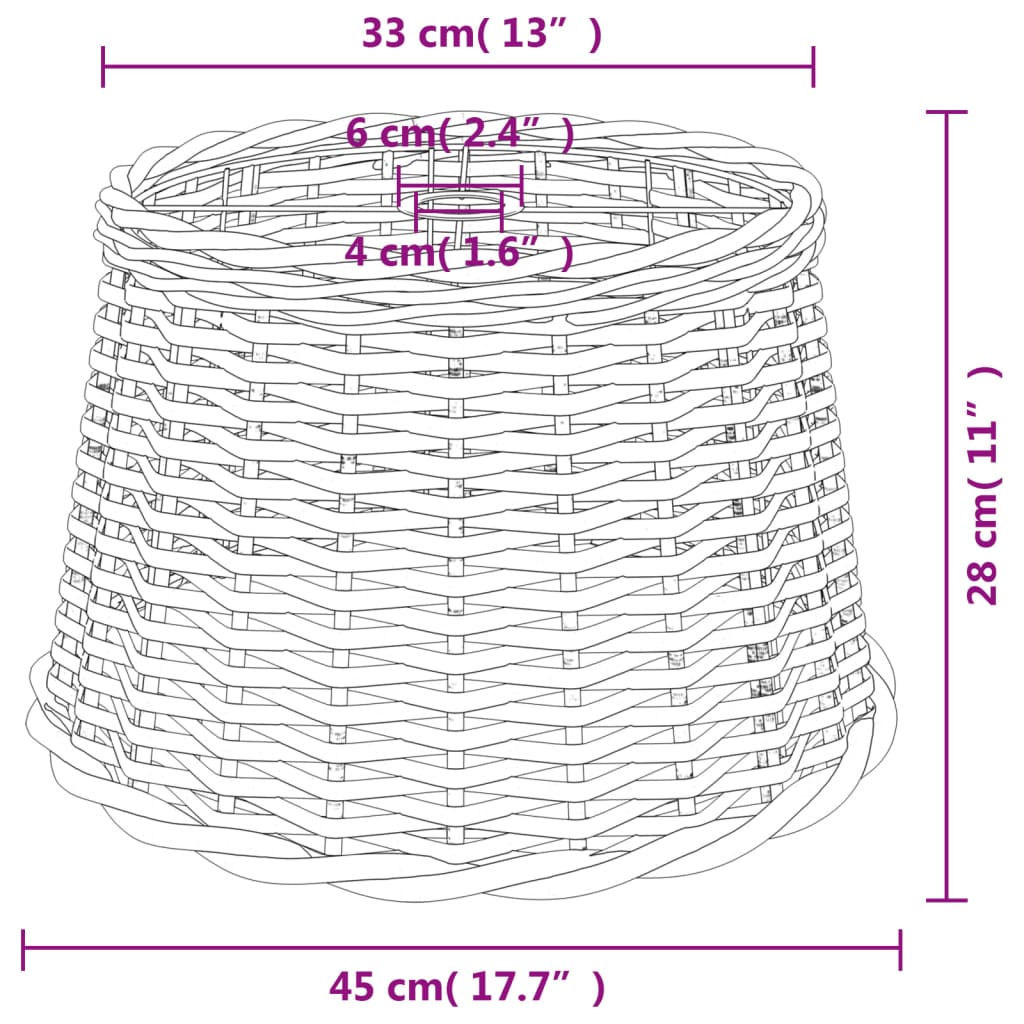 Ceiling Lamp Shade White Ø45x28 cm Wicker