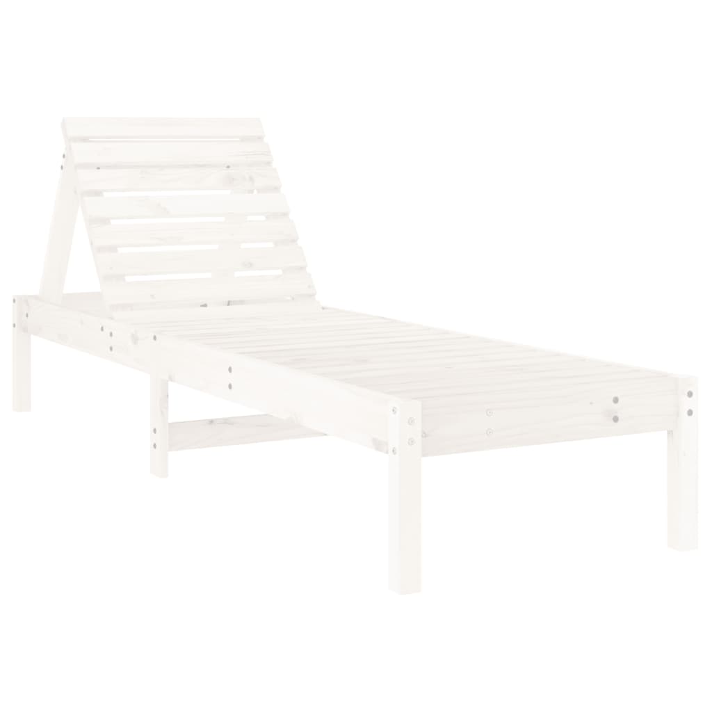 Sun Loungers 2 pcs with Table White Solid Wood Pine