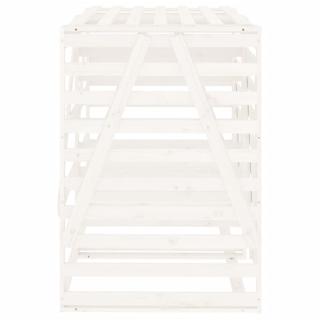 Double Wheelie Bin Storage White Solid Wood Pine