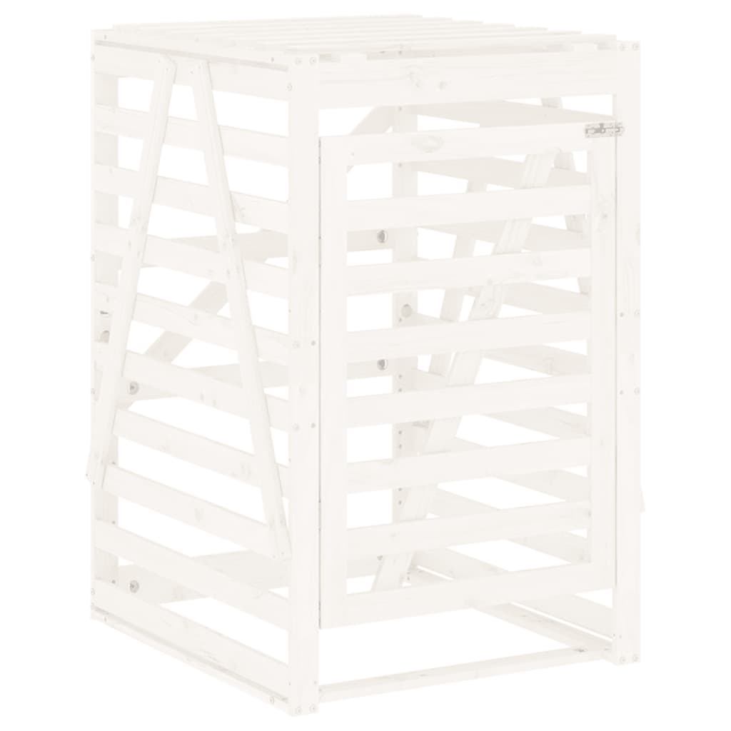 Double Wheelie Bin Storage White Solid Wood Pine