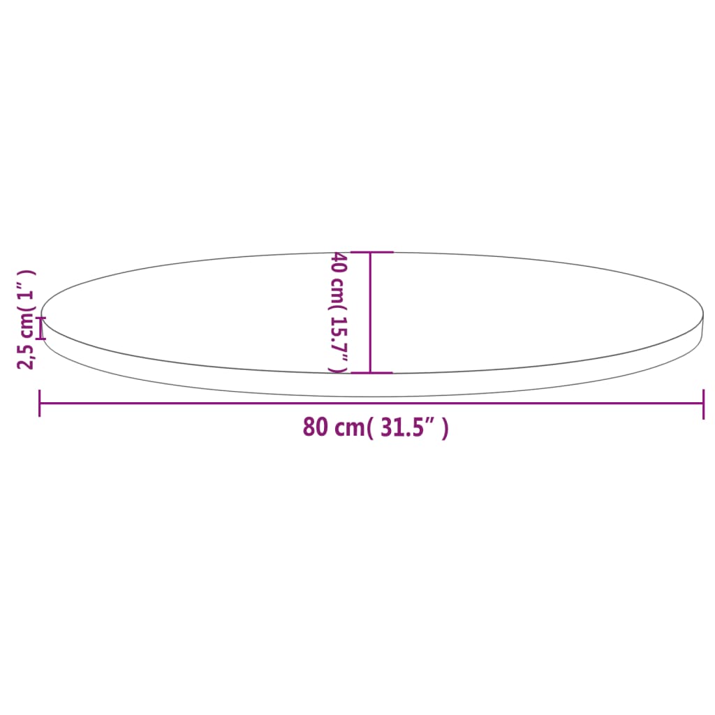 Table Top White 80x40x2.5 cm Solid Wood Pine Oval