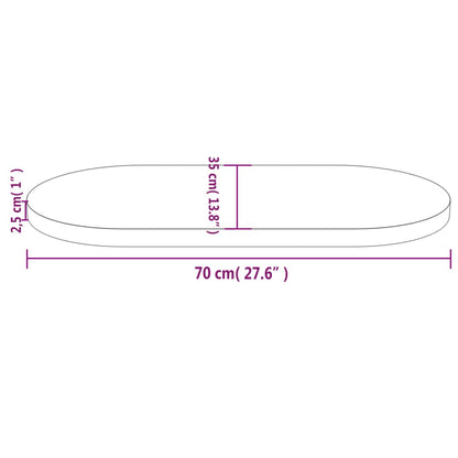 Table Top 70x35x2.5 cm Solid Wood Pine Oval