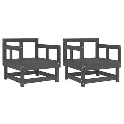 Garden Chairs 2 pcs Grey Solid Wood Pine