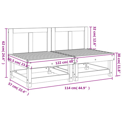 Garden Middle Sofas 2 pcs White Solid Wood Pine