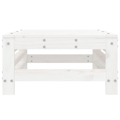 Garden Footstool White Solid Wood Pine