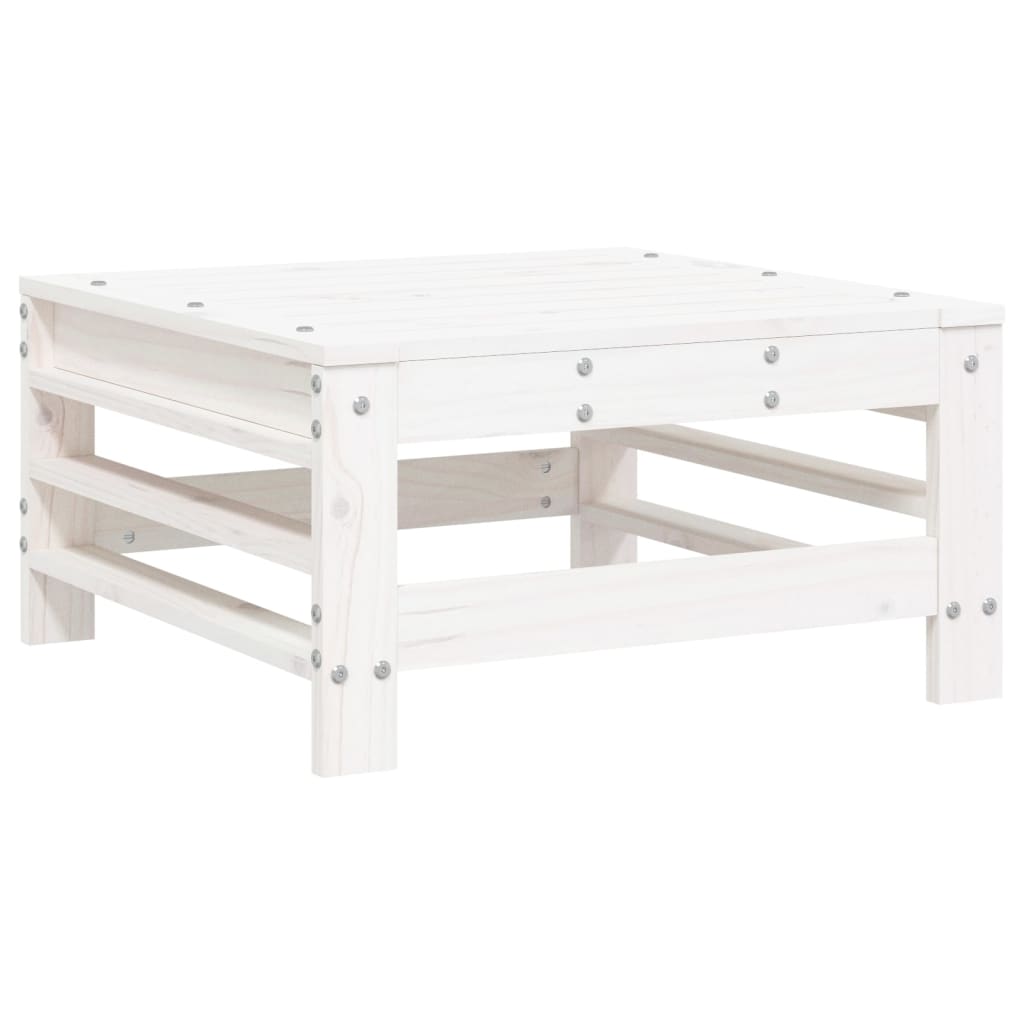 Garden Footstool White Solid Wood Pine