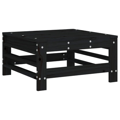 3 Piece Garden Lounge Set Black Solid Wood Pine