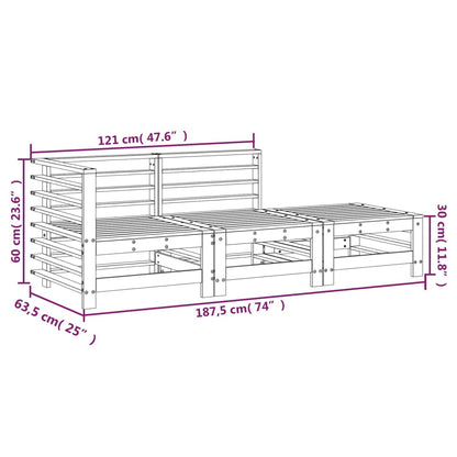 3 Piece Garden Lounge Set Black Solid Wood Pine