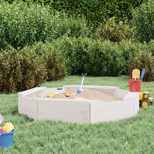 Sandbox with Seats White Octagon Solid Wood Pine