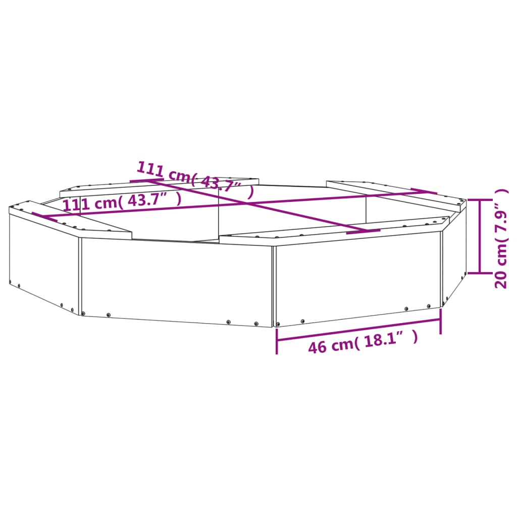 Sandbox with Seats Octagon Solid Wood Douglas