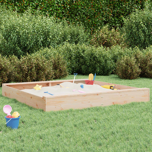 Sandbox with Seats Square Solid Wood Pine