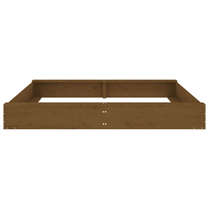 Sandbox with Seats Honey Brown Square Solid Wood Pine