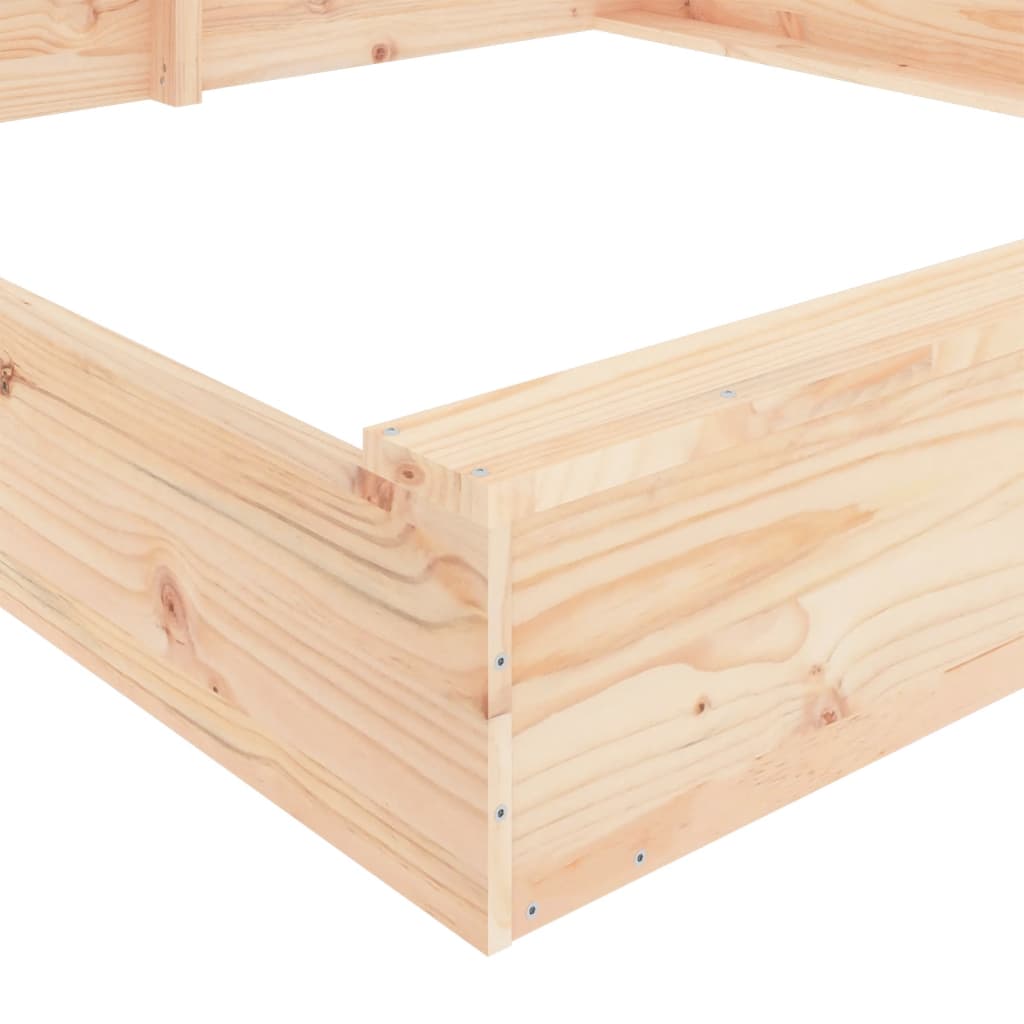 Sandbox with Seats Square Solid Wood Pine