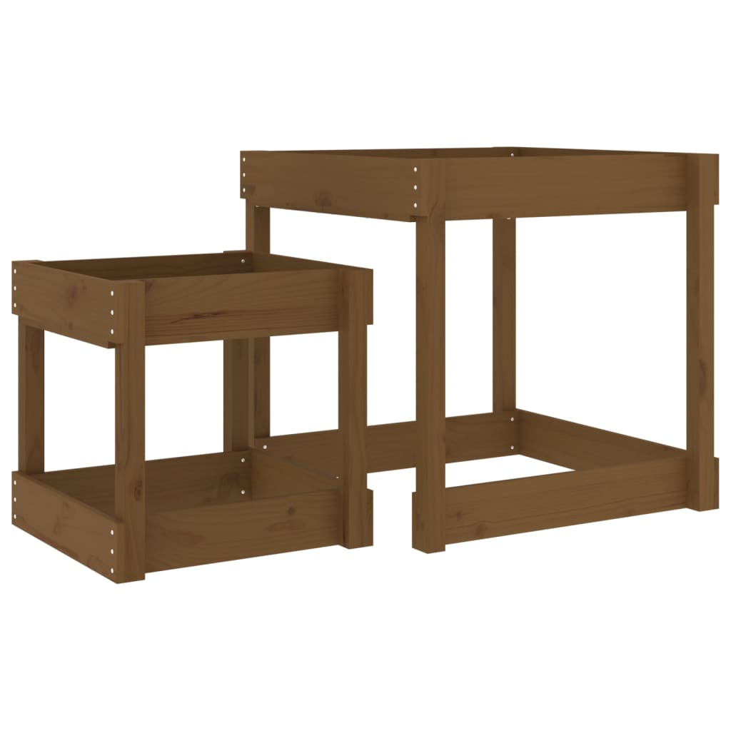 Sand Tables 2 pcs Honey Brown Solid Wood Pine