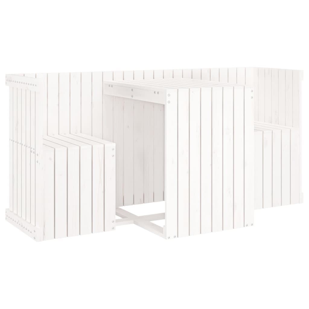 Balcony Set 2-Seater White Solid Wood Pine