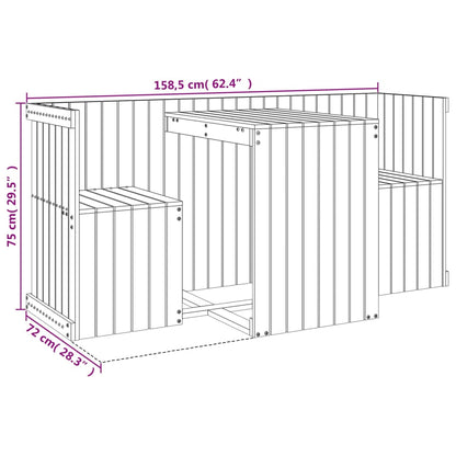 Balcony Set 2-Seater White Solid Wood Pine