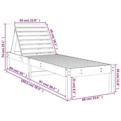 Sun Lounger White 199.5x60x74 cm Solid Wood Pine