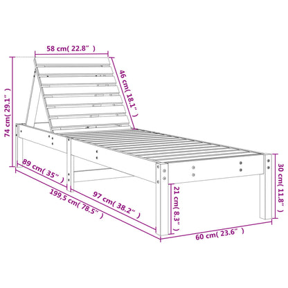 Sun Lounger 199.5x60x74 cm Solid Wood Douglas