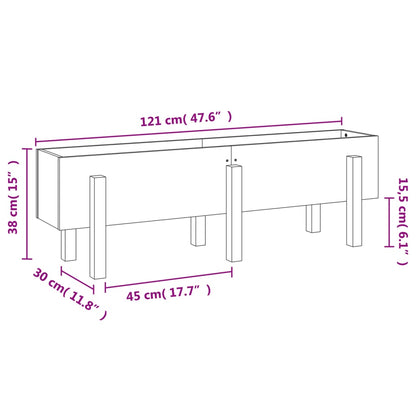 Garden Raised Bed Honey Brown 121x30x38 cm Solid Wood Pine