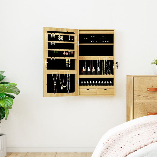 Mirror Jewellery Cabinet with LED Lights Wall Mounted