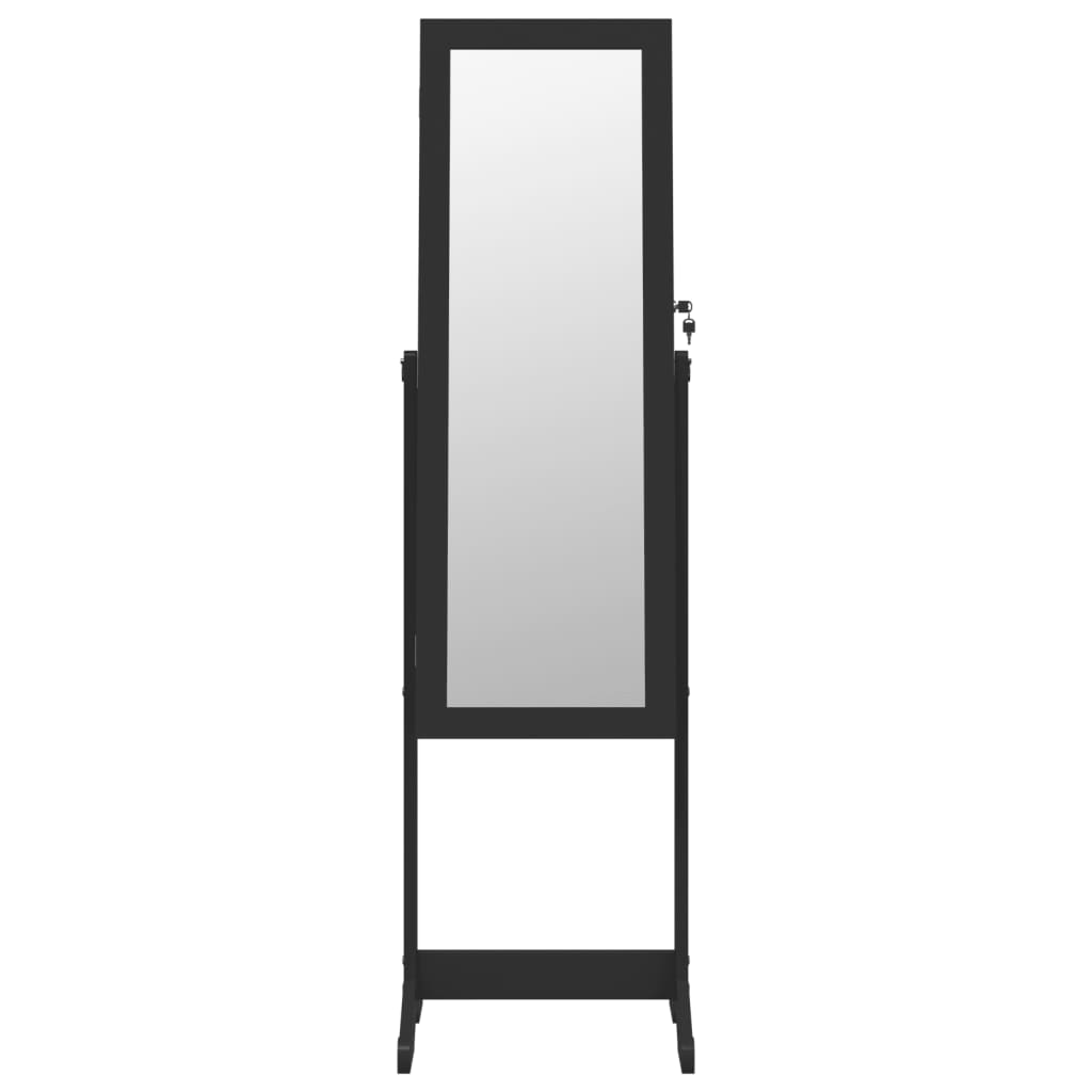 Mirror Jewellery Cabinet with LED Lights Free Standing Black