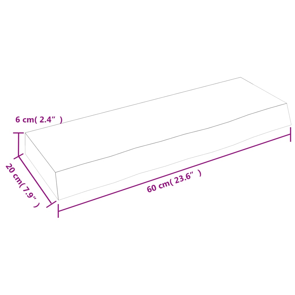 Wall Shelf 60x20x6 cm Untreated Solid Wood Oak