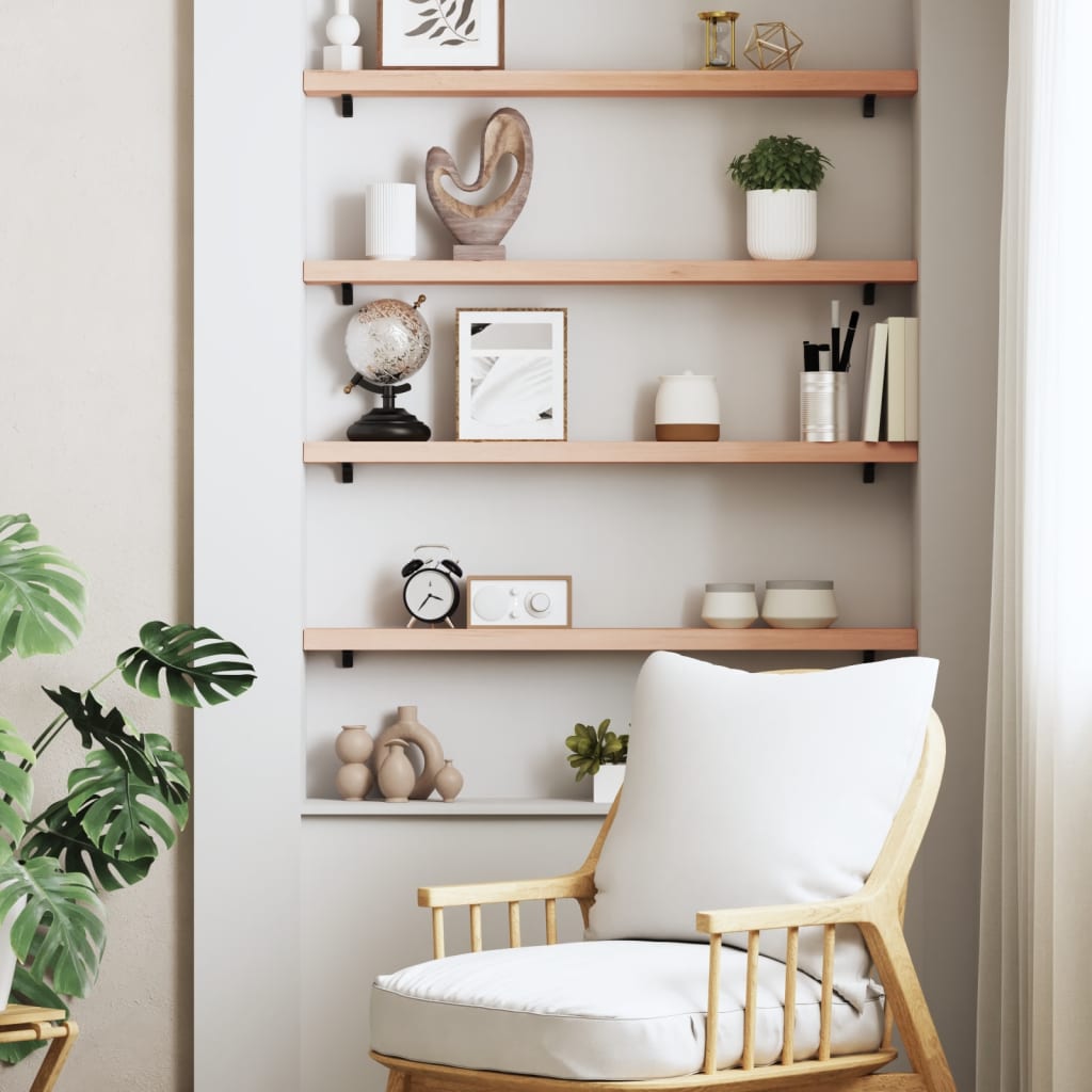 Wall Shelf 100x10x4 cm Untreated Solid Wood Oak