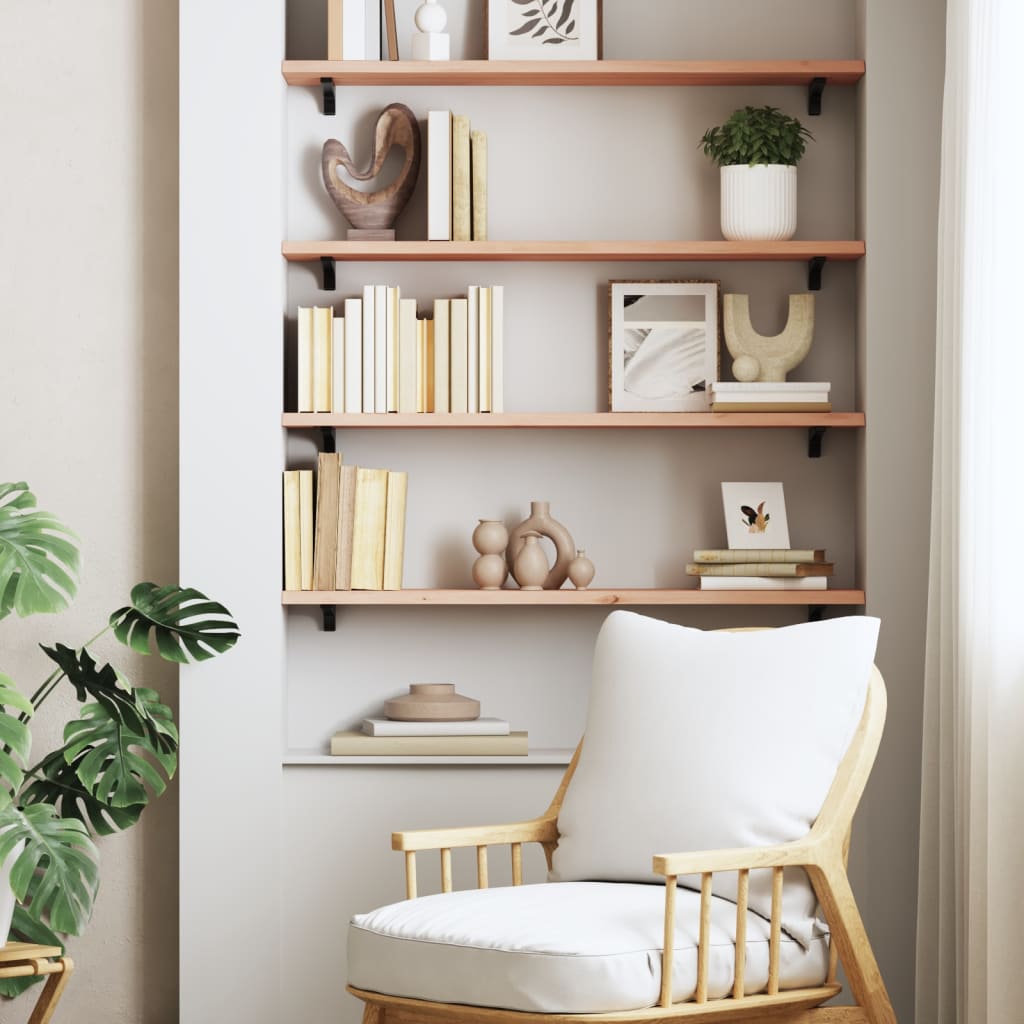 Wall Shelf 100x20x2 cm Untreated Solid Wood Oak