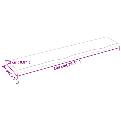 Wall Shelf 100x20x2 cm Untreated Solid Wood Oak