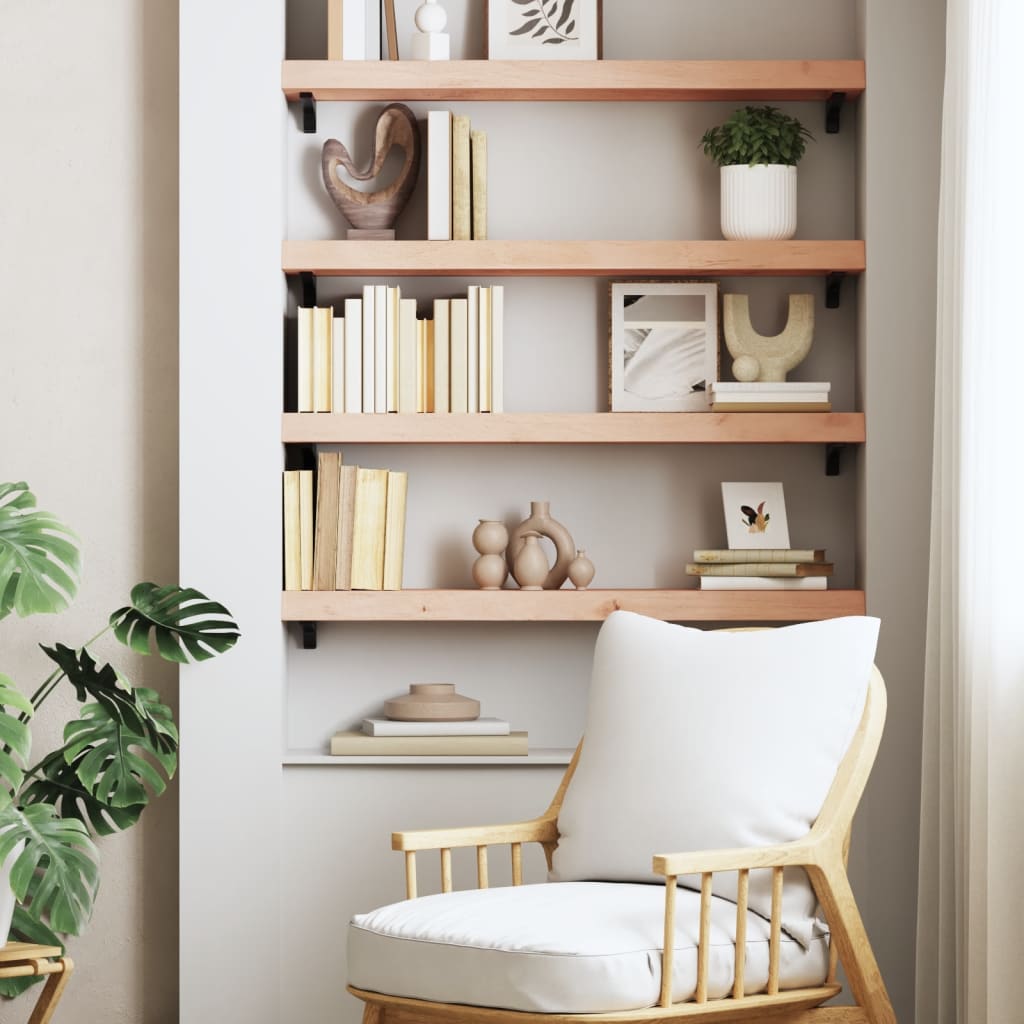 Wall Shelf 100x20x6 cm Untreated Solid Wood Oak