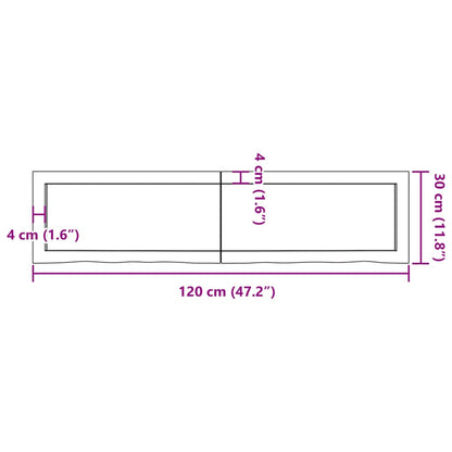 Wall Shelf 120x30x(2-4) cm Untreated Solid Wood Oak