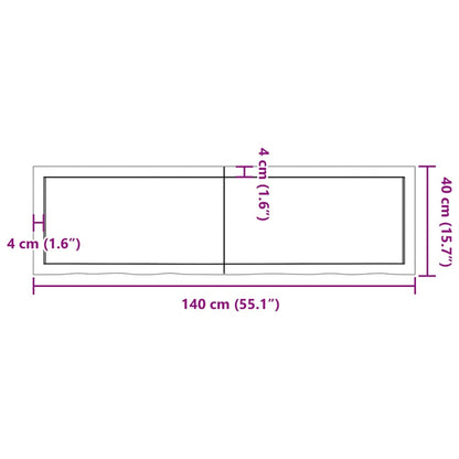 Wall Shelf 140x40x(2-4) cm Untreated Solid Wood Oak