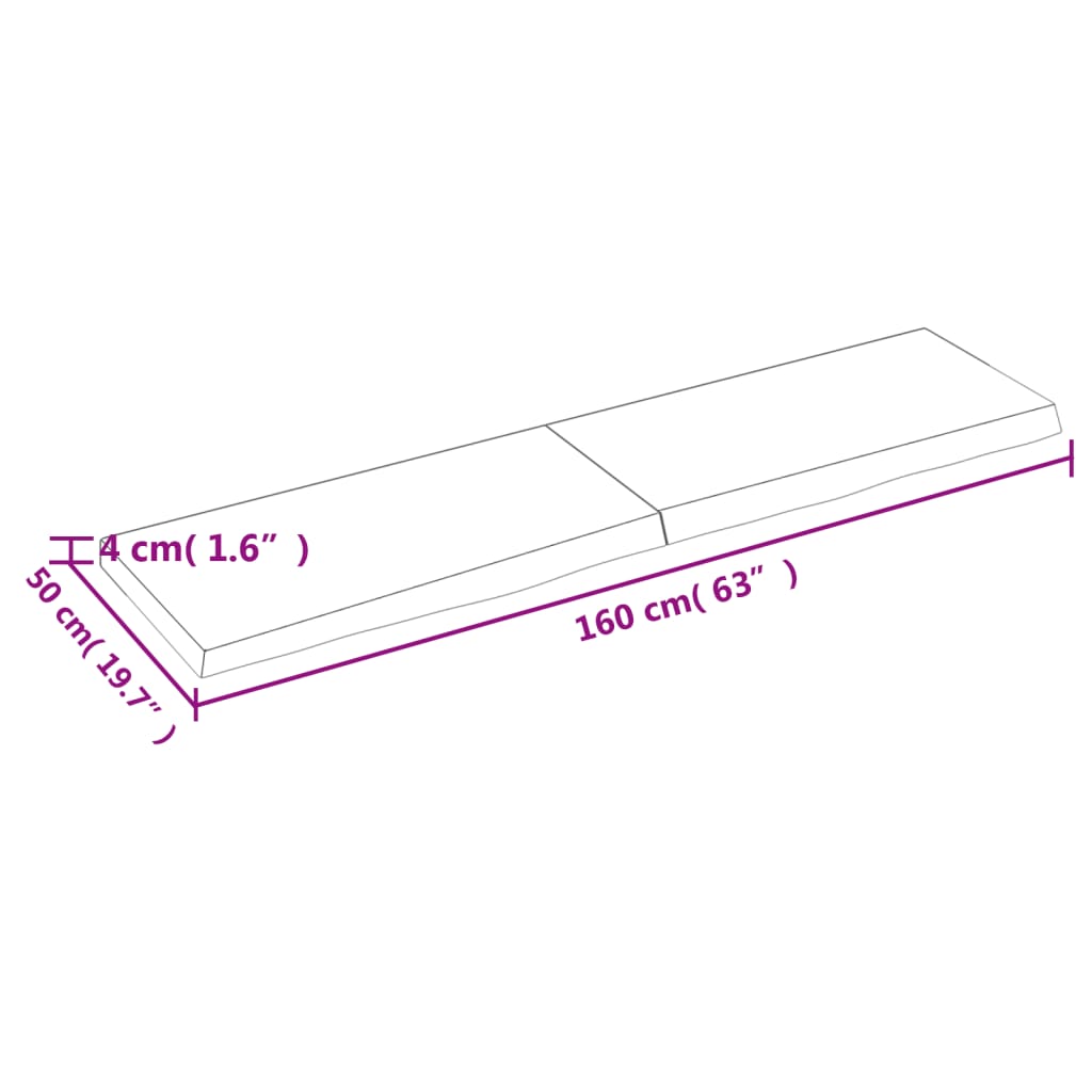 Wall Shelf 160x50x(2-4) cm Untreated Solid Wood Oak