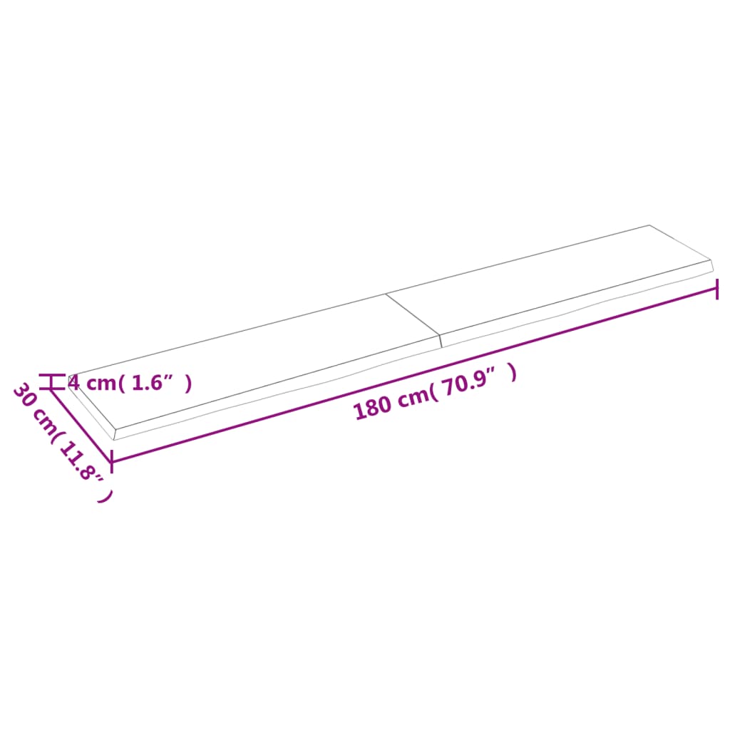 Wall Shelf 180x30x(2-4) cm Untreated Solid Wood Oak